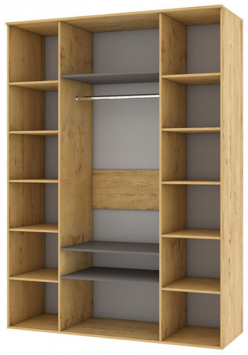 Бруно Шкаф четырехдверный с нишей Дуб Вотан / Серый графит