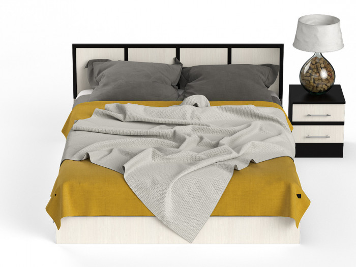 Сакура Кровать с ящиками 1600 + тумба, цвет венге/дуб лоредо, ШхГхВ 204х203,5х80 см., сп.м. 1600х2000 мм., б/м, основание есть, универсальная сборка