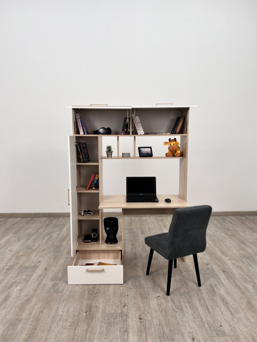 Компьютерный стол Квартет-11, Дуб крафт серый/Кашемир