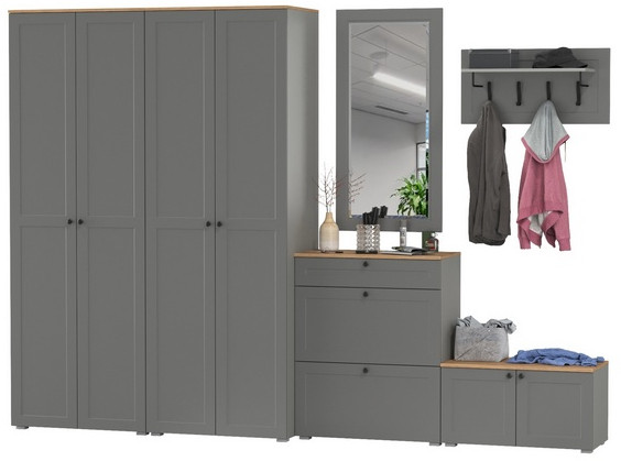 Остин Прихожая 48, серый графит/дуб крафт золотой