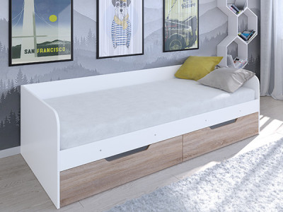 Кровать Астра одноярусная Белый/Сонома