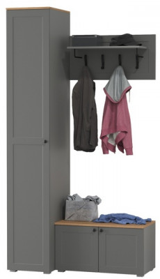 Остин Прихожая 25, цвет серый графит/дуб крафт золотой, ШхГхВ 120х54,3х229,6 см., универсальная сборка