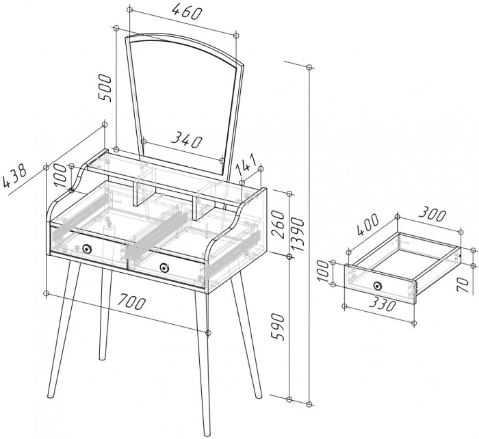 Трюмо 4-25913бел, белый
