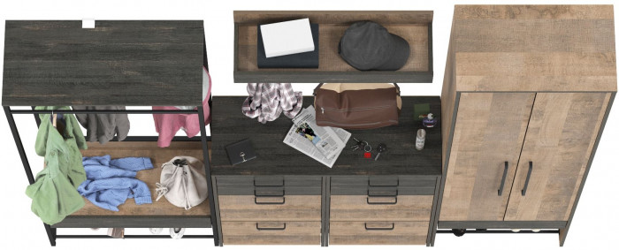 Трувор Прихожая 238, дуб гранж песочный/интра