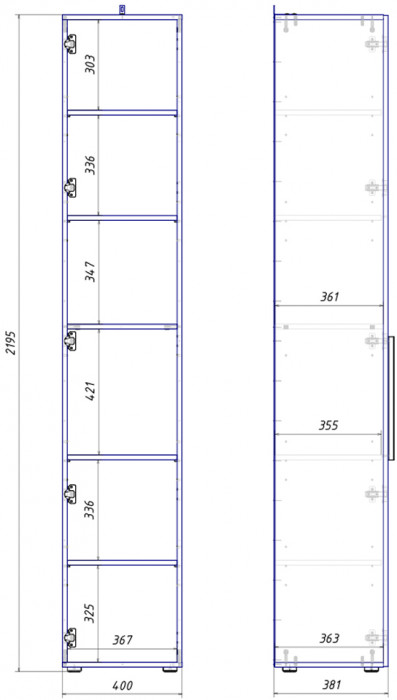 Эйр Гостиная 16.324.01 Шкаф-пенал, серый графит
