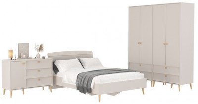 Афина Спальня 18-1400, цвет кашемир серый, сп.м. 1400х2000 мм., б/м, основание есть - фанера