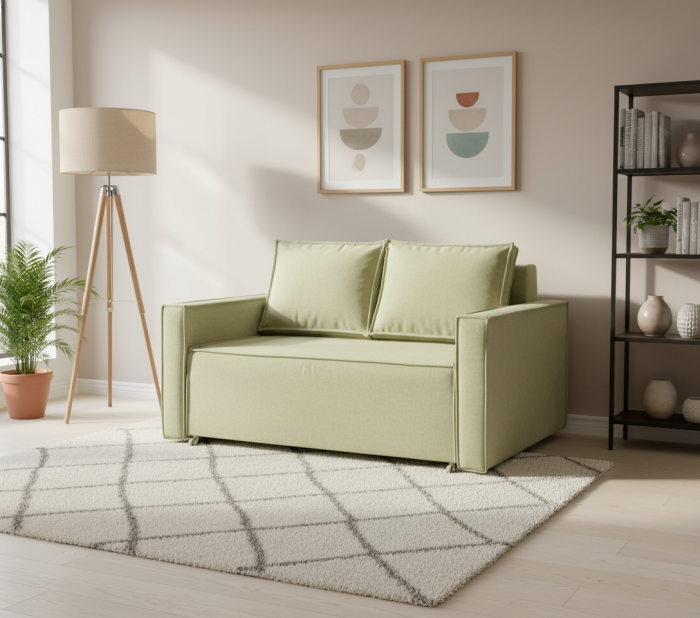 Диван-аккордеон Лофт 120х200, ППУ, велюр бежевый