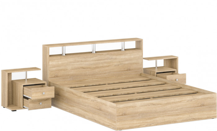 Камелия Кровать 1600 + две тумбы, дуб сонома