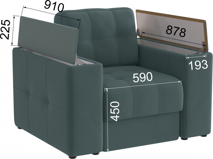 Кресло Нави, Серый/МДФ Бриз