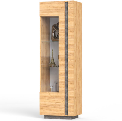 Арчи Шкаф-витрина 03.263, дуб крафт золотой/камень тёмный