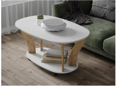 Журнальный стол Консул-3 белый/дуб крафт золотой