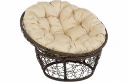 Кресло Papasan, цвет плетения коричневый, цвет подушки бежевый