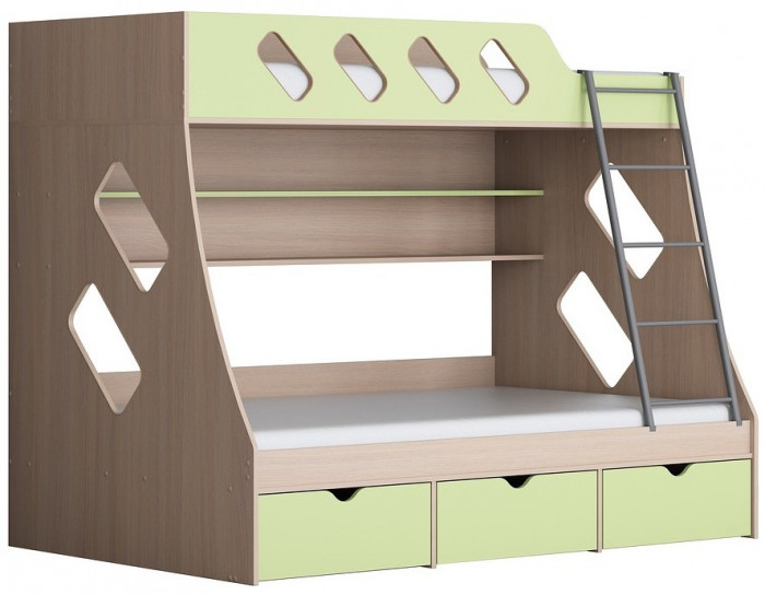 Дельта-20.01 Детская двухъярусная кровать с лестницей (Дуб молочный, Дуб молочный)