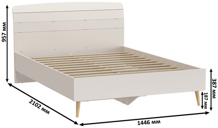 Афина Спальня 09-1400, цвет кашемир серый, сп.м. 1400х2000 мм., б/м, основание есть - фанера