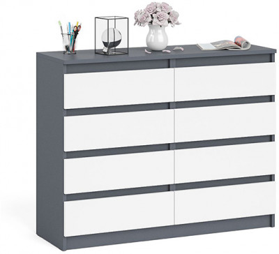 Мори Комод МК1200.8, цвет графит/белый, ШхГхВ 120,4х41х94 см.