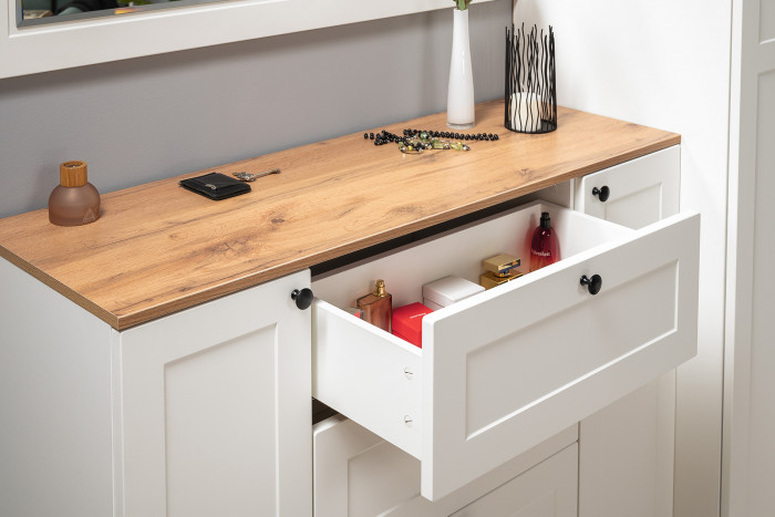 Остин Прихожая 50, белый шагрень/дуб крафт золотой