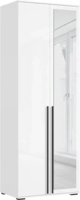 Норд Шкаф 2-х створчатый 800 с зеркалом, Белый глянец/Белый