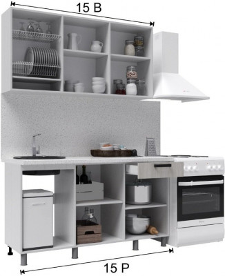 Кухонный гарнитур Танго 1,5м Дуб шале серебро/Дуб шале мореный