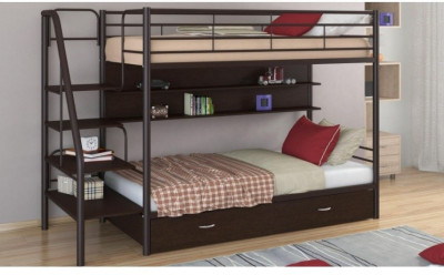 Двухъярусная кровать Толедо-ПЯ 90, коричневый / Венге