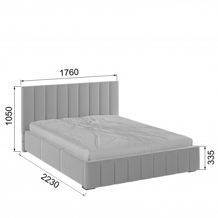 Нега Кровать интерьерная 160 светло-серый, ортопед