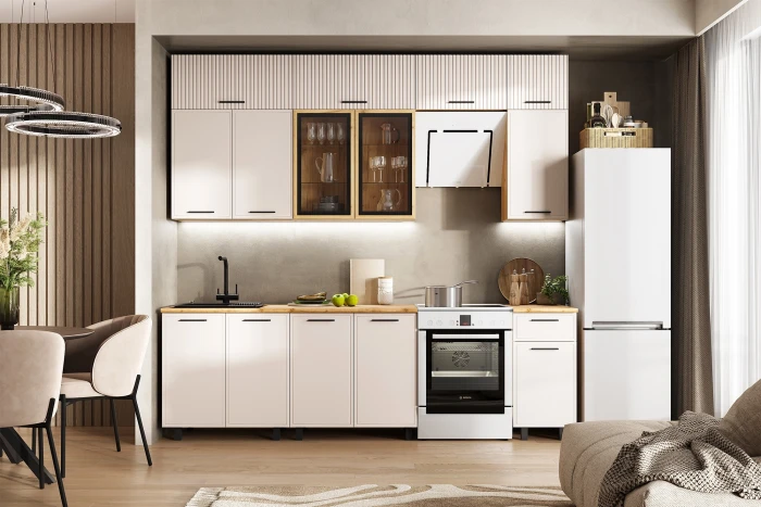 Модульная кухня Бьянка 2,6м, Дуб крафт/Кашемир