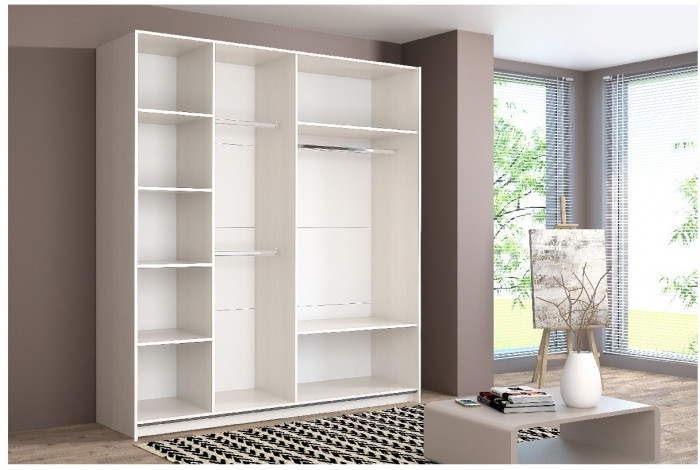 Шкаф-купе Иннэс-5 2000 Ф1/Ф2, Бодега светлый/Белый глянец