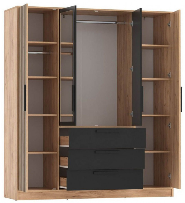 83.07 шкаф для одежды Вегас Дуб золотой / Черный