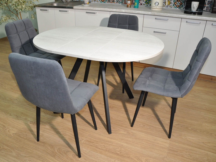 Обеденная группа Нарди / Стул Х 4 шт. / Бетон белый/черный / бид 21