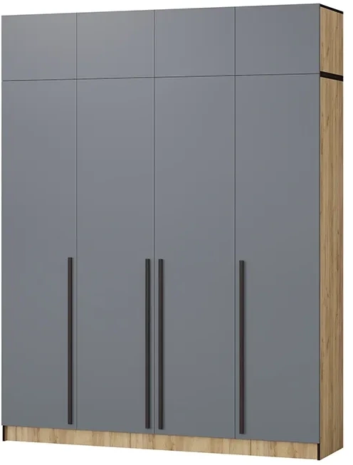 Шкаф Бастион 2000 с антресолью, Графит/Дуб крафт золотой