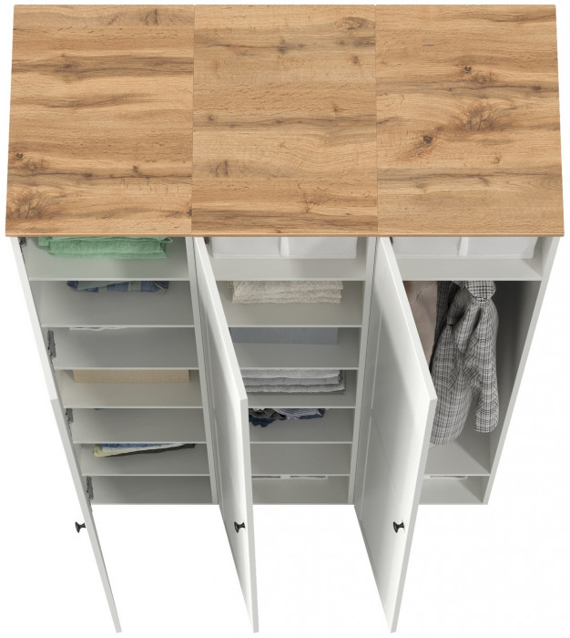 Остин 13.225 Шкаф-пенал 3 шт., цвет белый шагрень/дуб крафт золотой, ШхГхВ 120х54,3х229,6 см., универсальная сборка