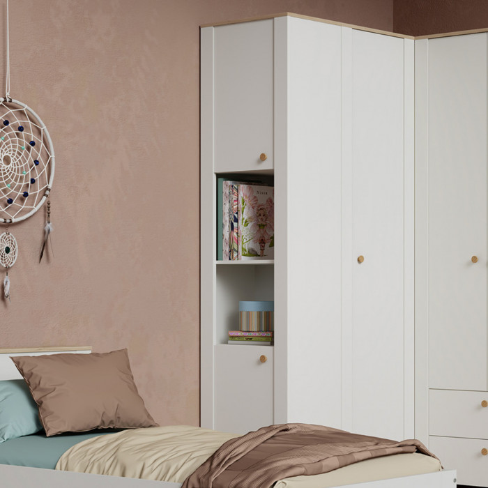 Джастин 16.306 Шкаф торцевой, цвет белый шагрень/дуб белый эксклюзив, ШхГхВ 54,8х38,9х225,7 см., универсальная сборка