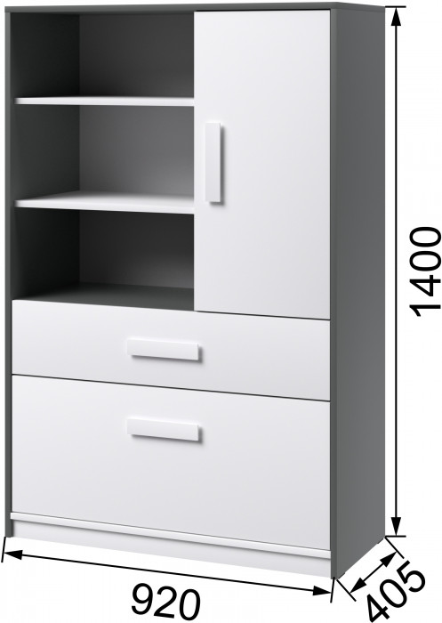 Кэнди Шкаф книжный КШ-2 графит/белый
