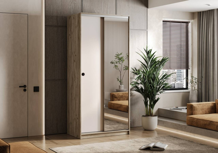 Шкаф-купе Альянс 1,0м, Крафт серый/Кашемир