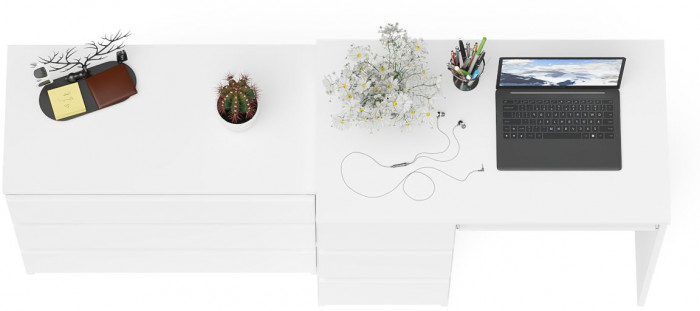 Мори Стол компьютерный МС-6 левый + Комод МК800.1, цвет белый, ШхГхВ 170,4х50х76,6 см., выдвижные ящики слева, НЕ универсальная сборка