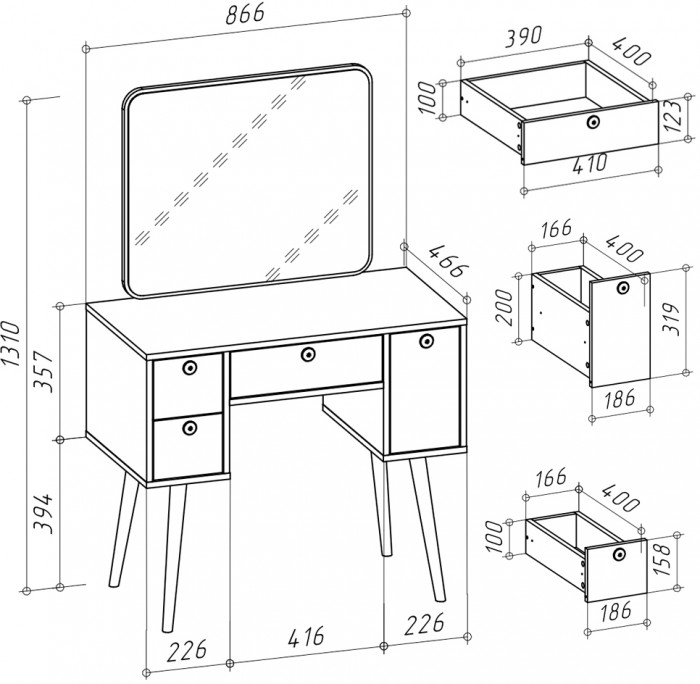Трюмо 4-25919граф, графит