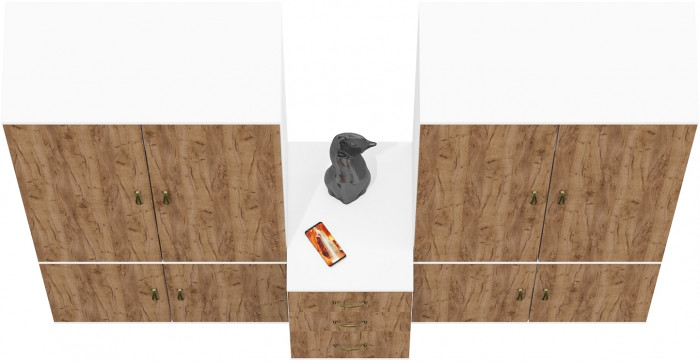 Лидер-8 Шкаф МД 20Б + Шкаф МД 20Б + Тумба МД 3.16, белый шагрень/крафт золото