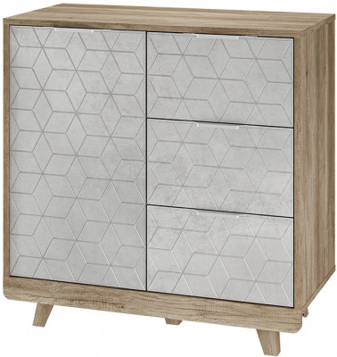 Комод &quot;Мегаполис&quot; КМ-12 Дуб каньон/F04 антик серебро