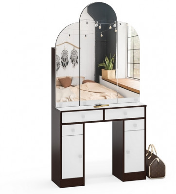 Туалетный столик Трельяж МД №2, цвет венге/белый шагрень, ШхГхВ 90х31х178 см. (Трельяж (Туалетный столик № 2))