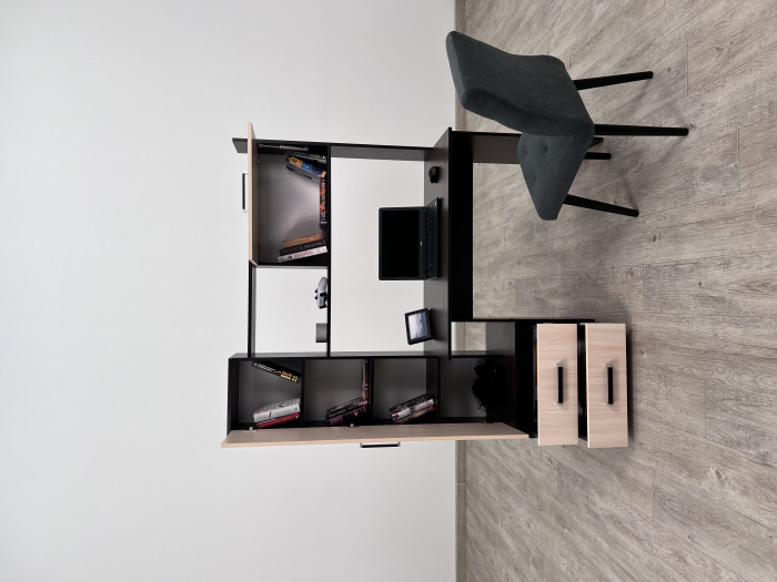 Компьютерный стол Квартет-9, Дуб крафт серый/Кашемир