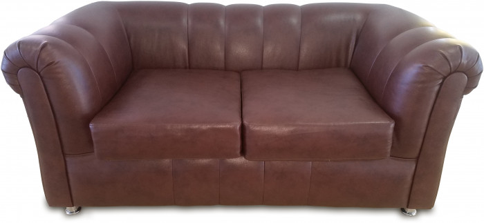 Диван кожаный черный, прямой 2-х местный, для дома, офиса, гостиной, кабинета Честер