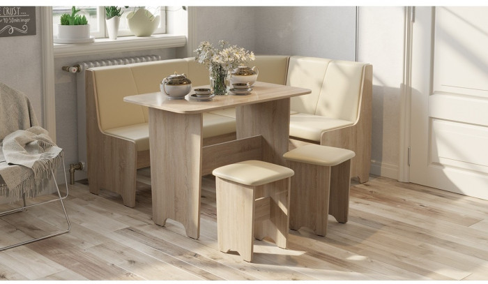 Техас Кухонный уголок Исп.1 (Дуб Сонома/Экокожа коричневая)