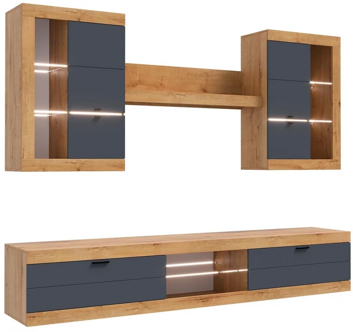 Прага Модульная Гостиная, вариант №3, вотан/Графит