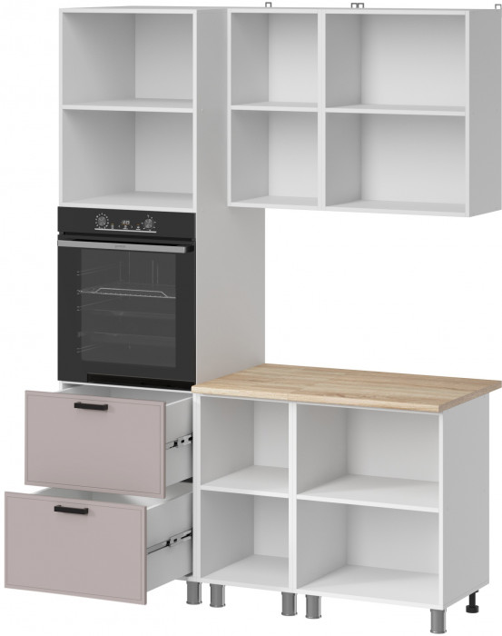 МК Аленушка 1,6м ПД Магнолия Кашемир,скоба черный,сонома