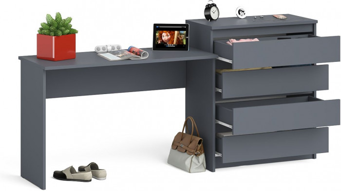 Мори письменный стол МСП1200.1 + Комод МК800.4, графит
