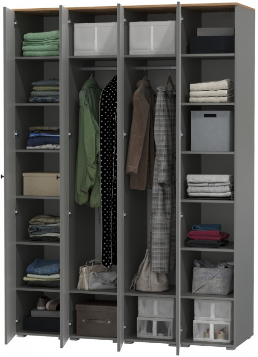 Остин 13.225 Шкаф-пенал 4 шт., серый графит/дуб крафт золотой