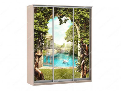 Шкаф купе Модерн 1776х600 3-х дверный 3-х секционный фотопечать №3 ясень