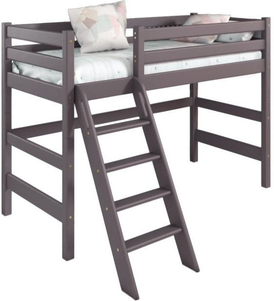 Кровать Соня (вариант 6) полувысокая с наклонной лестницей, лаванда