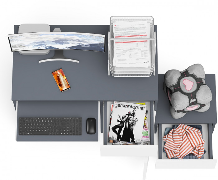 Мори Стол компьютерный МС-1 правый + Тумба ТМП400.1, цвет графит/белый, ШхГхВ 130,4х50х76,6 см., выдвижной ящик справа, НЕ универсальная сборка