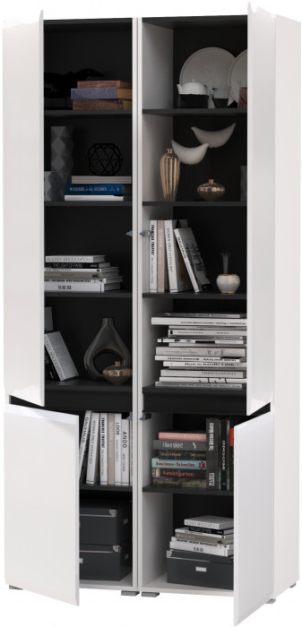 Сидней 13.200 Шкаф 2 штуки, корпус: белый/чёрный/фасады: МДФ белый глянец