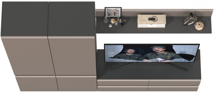 Сидней Комплектация № 047, корпус: антрацит/фасады: МДФ веллюто капучино